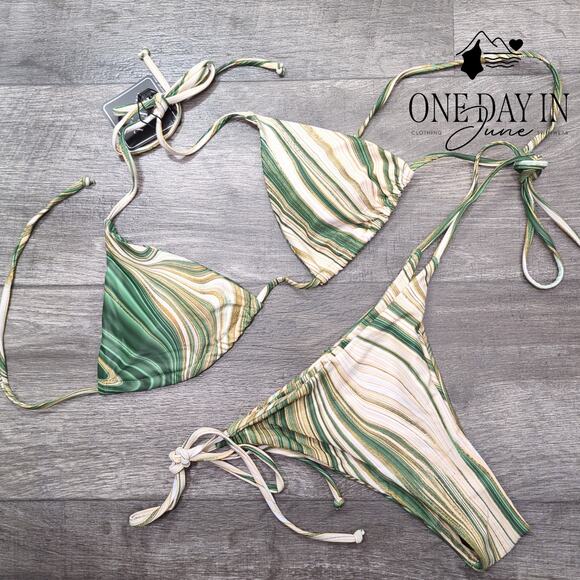 Zaful Halter Tie Side Tie Back Bikini Swimsuit Size S - Picture 1 of 5
